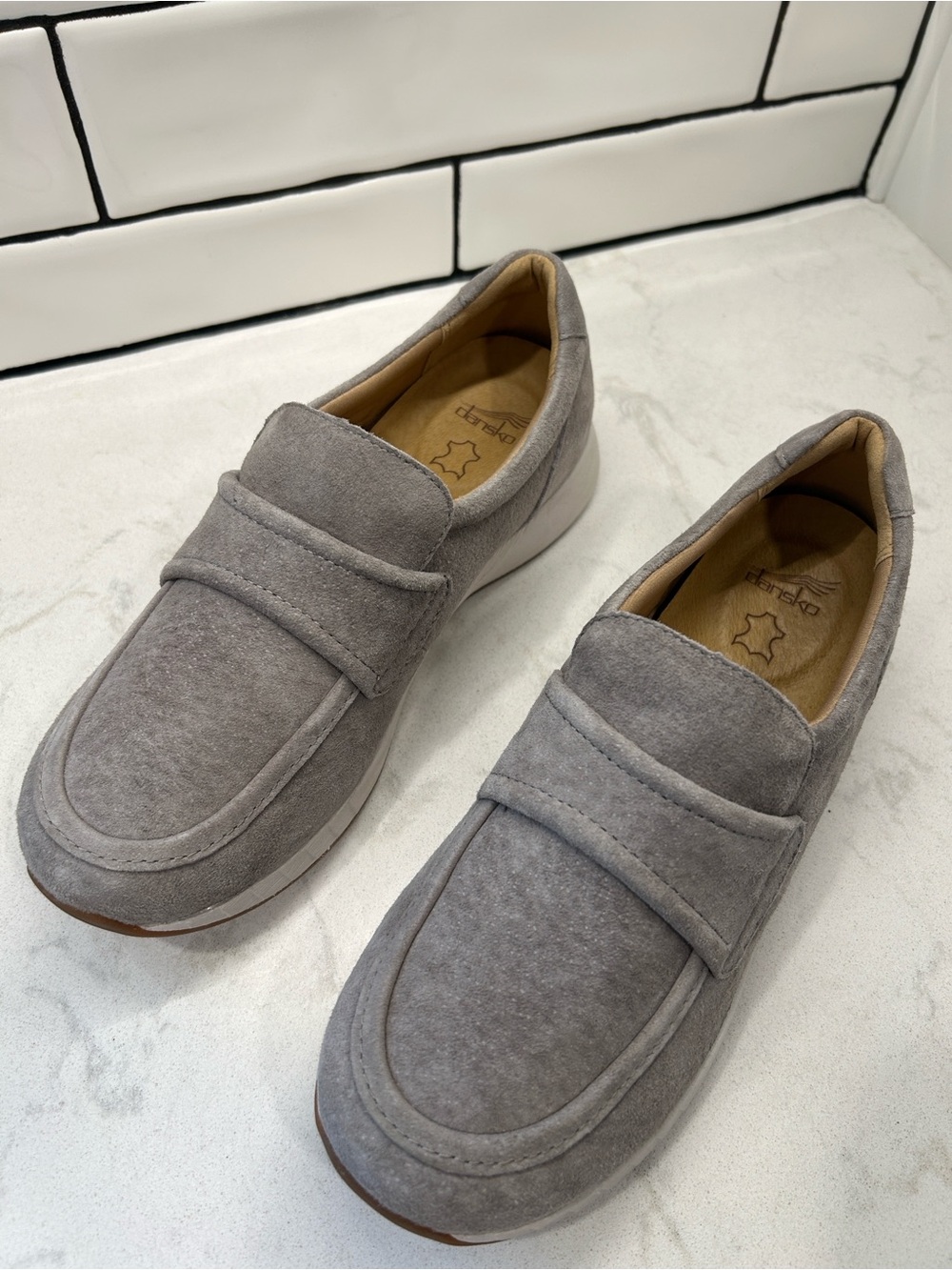 Dansko Clementine Slip-On Suede Leather Sneaker Light Grey - Picture 14 of 14